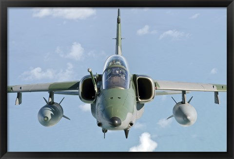 Framed Brazilian Air Force Embraer A-1B soars through the sky over Brazil Print