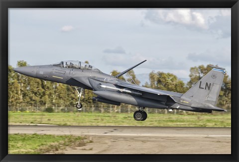 Framed F-15E Strike Eagle, Decimomannu Air Base, Italy Print