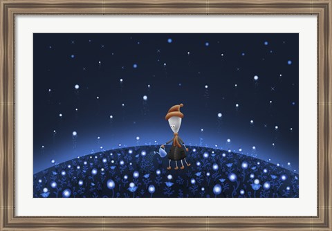 Framed Martian Watering a Starfield Print