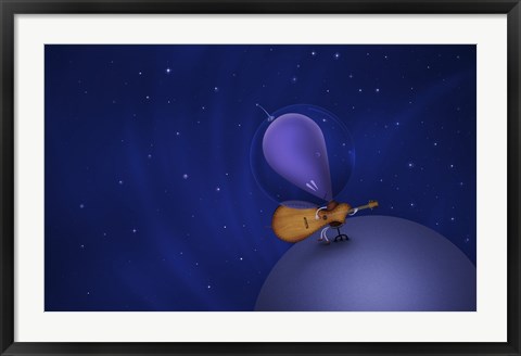 Framed Guitar Playing Martian Print