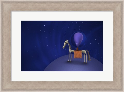 Framed Guitar Playing Martian on a Horse Print