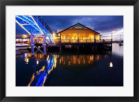 Framed Fisherman&#39;s Wharf Tavern, Mariners Cove, Gold Coast, Queensland, Australia Print