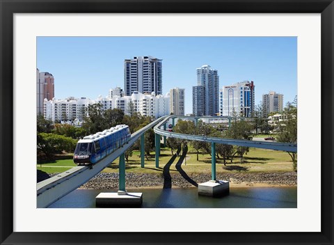 Framed Monorail by Jupiter&#39;s Casino, Broadbeach, Gold Coast, Queensland, Australia Print