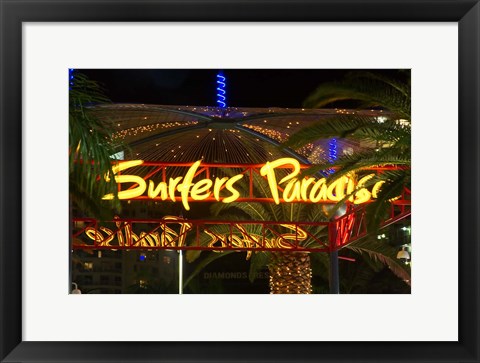 Framed Surfers Paradise Sign, Gold Coast, Queensland, Australia Print