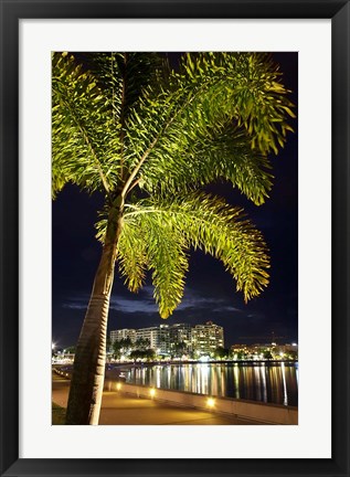 Framed Cairns, waterfront at night, North Queensland, Australia Print