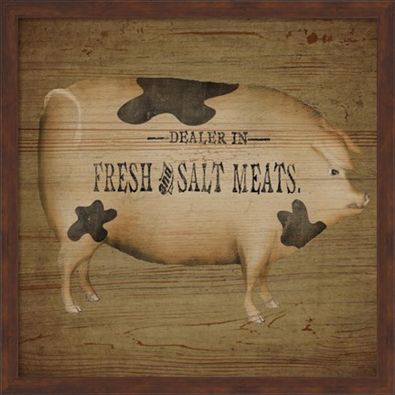 Framed Pig Sign Print