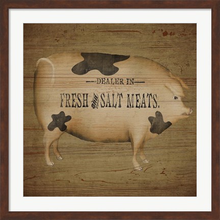 Framed Pig Sign Print