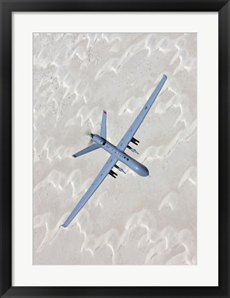 Framed MQ-9 Reaper Training in the White Sands Desert, New Mexico Print