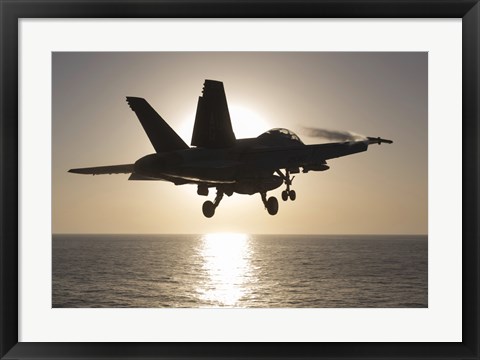 Framed F/A-18F Super Hornet in the Morning Sun over the Arabian Sea Print