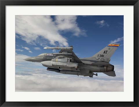 Framed F-16 Fighting Falcon flies with AGM-65 Maverick Print