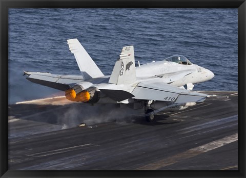 Framed F/A-18C Hornet Taking Off from the USS Dwight D Eisenhower Print