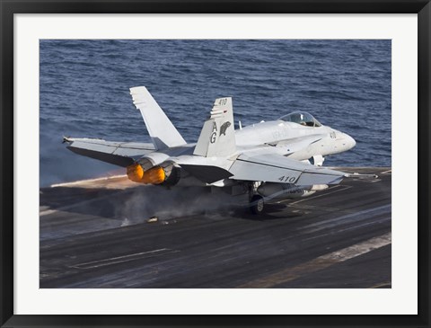 Framed F/A-18C Hornet Taking Off from the USS Dwight D Eisenhower Print