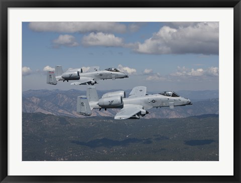 Framed Two A-10 Thunderbolt&#39;s Fly over Mountains in Central Idaho Print