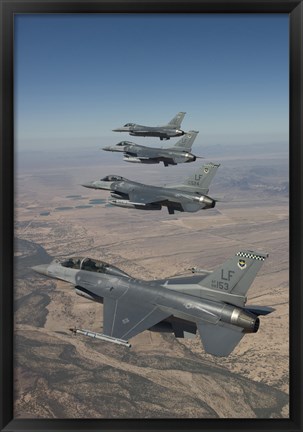 Framed Four F-16&#39;s on a Training Mission Print