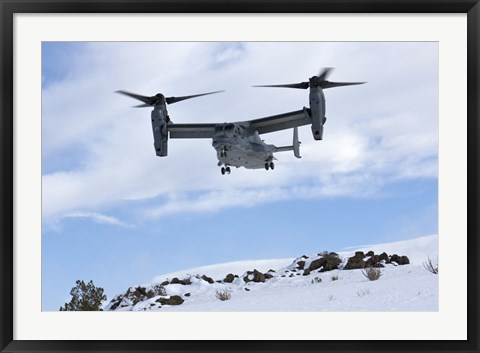 Framed CV-22 Osprey Prepares to Land During a Training Mission Print