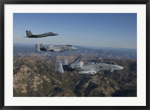 Framed F-15 Eagle and Two A-10 Thunderbolts, Central Idaho Print