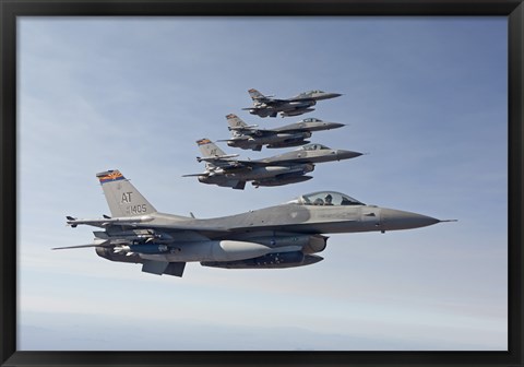 Framed Four F-16&#39;s fly in Formation over Arizona Print