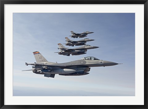 Framed Four F-16&#39;s fly in Formation over Arizona Print