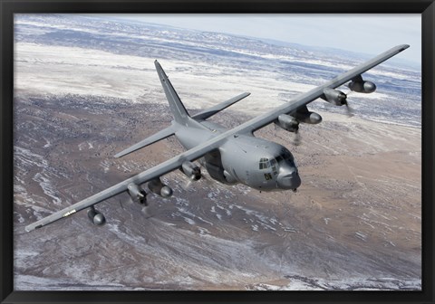 Framed MC-130 Aircraft Manuevers over New Mexico Print