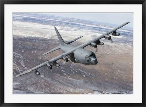 Framed MC-130 Aircraft Manuevers over New Mexico Print
