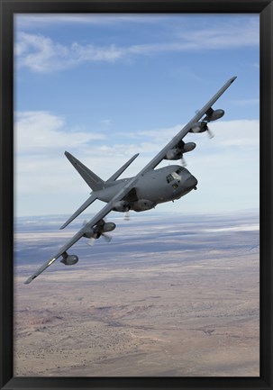 Framed MC-130 Manuevers During a Training Mission Print