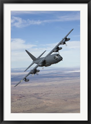 Framed MC-130 Manuevers During a Training Mission Print