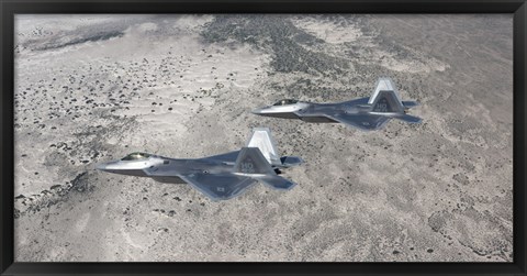 Framed Two F-22 Raptors over New Mexico Print