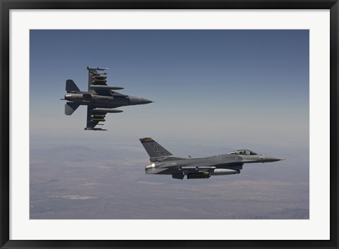 Framed Pair of F-16&#39;s fly in Formation over Arizona Print