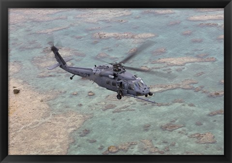 Framed HH-60G Pave Hawk Along the Coastline of Okinawa, Japan Print