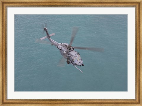 Framed HH-60G Pave Hawk Along the coastline of Okinawa, Japan (from above) Print