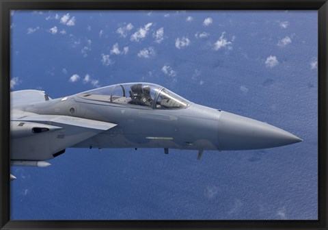 Framed F-15 Eagle Flies over the Pacific Ocean Print