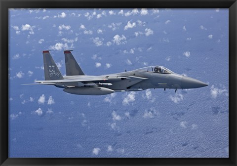 Framed F-15 Eagle Flies over the Pacific Ocean (close up) Print