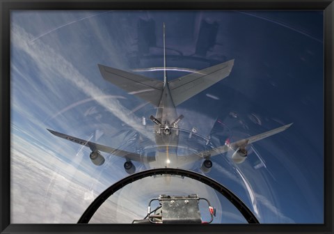 Framed F-16 Flies in the Pre-contact Position Behind a KC-135R Stratotanker Print