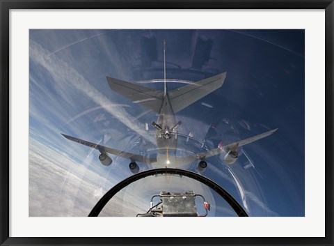 Framed F-16 Flies in the Pre-contact Position Behind a KC-135R Stratotanker Print