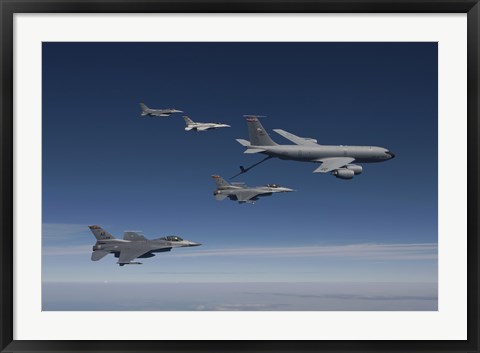 Framed Four F-16&#39;s and a KC-135 Fly in Formation over Arizona Print