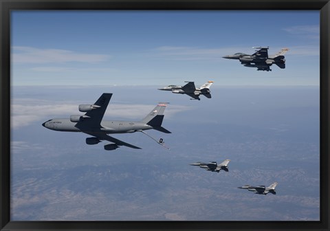 Framed Four F-16&#39;s and a KC-135 over Arizona Print