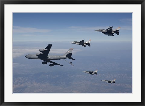 Framed Four F-16&#39;s and a KC-135 over Arizona Print