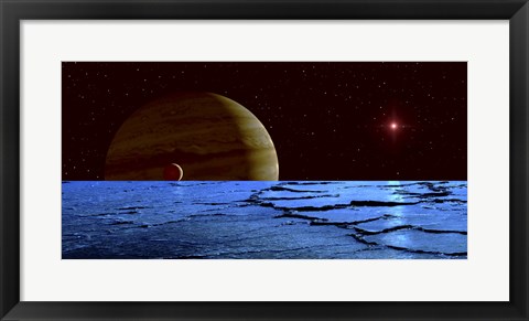 Framed Jupiter and its Moon Lo as Seen from the Surface of Jupiter&#39;s Moon Europa Print