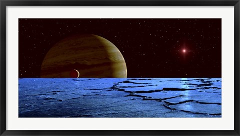 Framed Jupiter and its Moon Lo as Seen from the Surface of Jupiter&#39;s Moon Europa Print