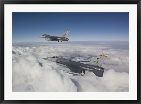 Framed Two F-16&#39;s flying in the Clouds Print