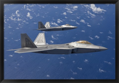 Framed Two F-22 Raptors During a Training Mission Print