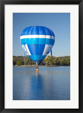 Framed Australia, Canberra, Hot Air Balloon, Lake Burley Griffin Print