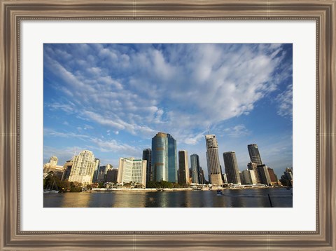 Framed Australia, Queensland, Brisbane River, City Skyline Print