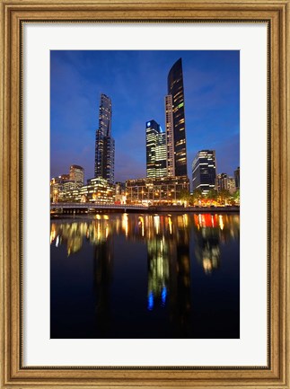 Framed Australia, Victoria, City Skyline, Bridge, Yarra River Print