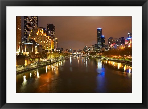 Framed Australia, Victoria, Melbourne, Yarra River, City Skyline Print