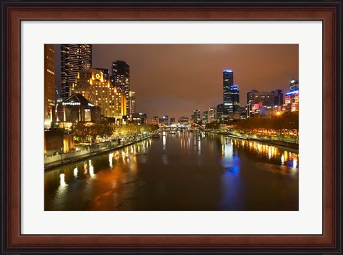 Framed Australia, Victoria, Melbourne, Yarra River, City Skyline Print