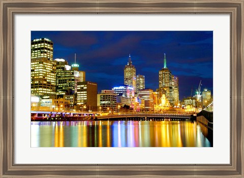 Framed Nighttime View, Melbourne, Australia Print