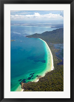 Framed Hazards Beach Coastline, Freycinet, Tasmania, Australia Print