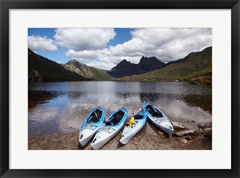 Framed Kayaks, Cradle Mountain and Dove Lake, Western Tasmania, Australia Print