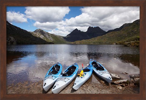 Framed Kayaks, Cradle Mountain and Dove Lake, Western Tasmania, Australia Print